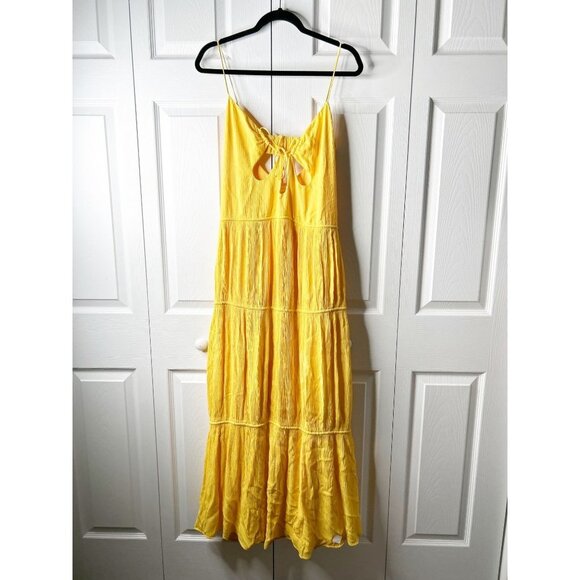 Jonathan Simkhai Lina Yellow Cutout Tie Front Teardrop Maxi Dress Women's Small - Picture 1 of 16